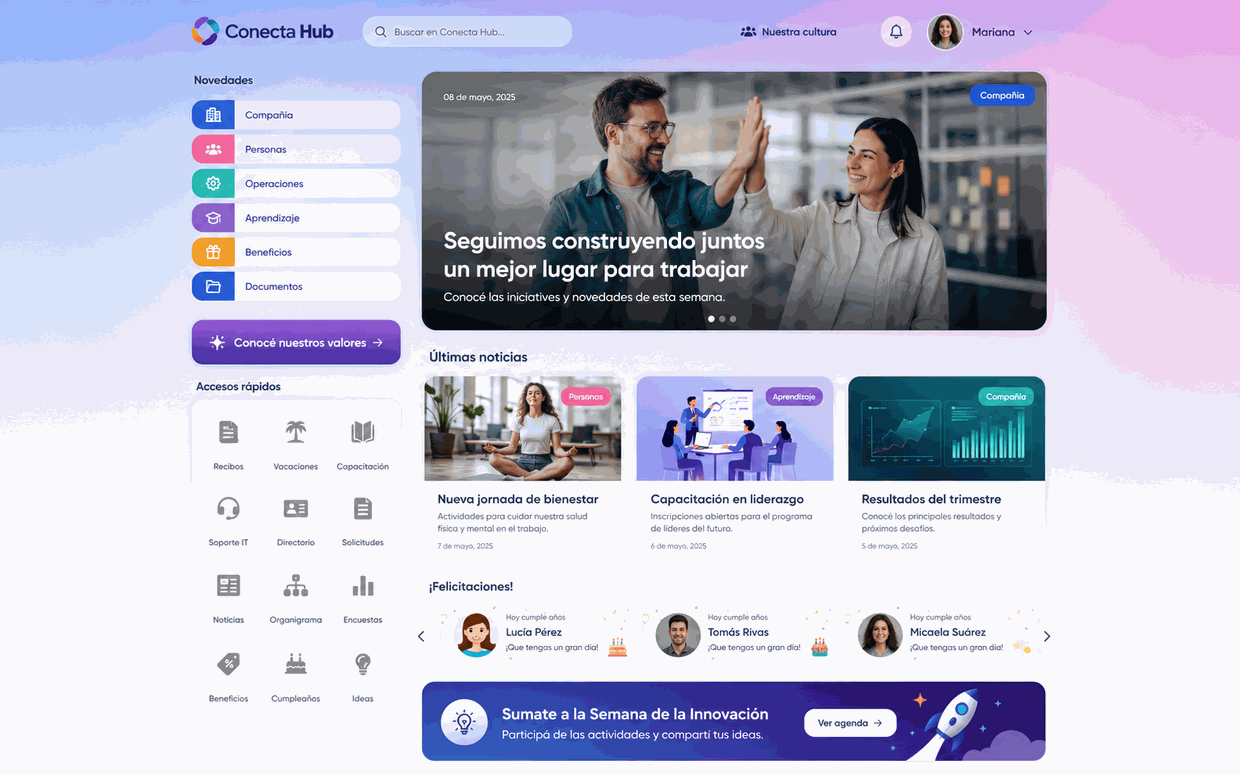 Plataforma de comunicación interna Conexión de Uakika: intranet y red social interna