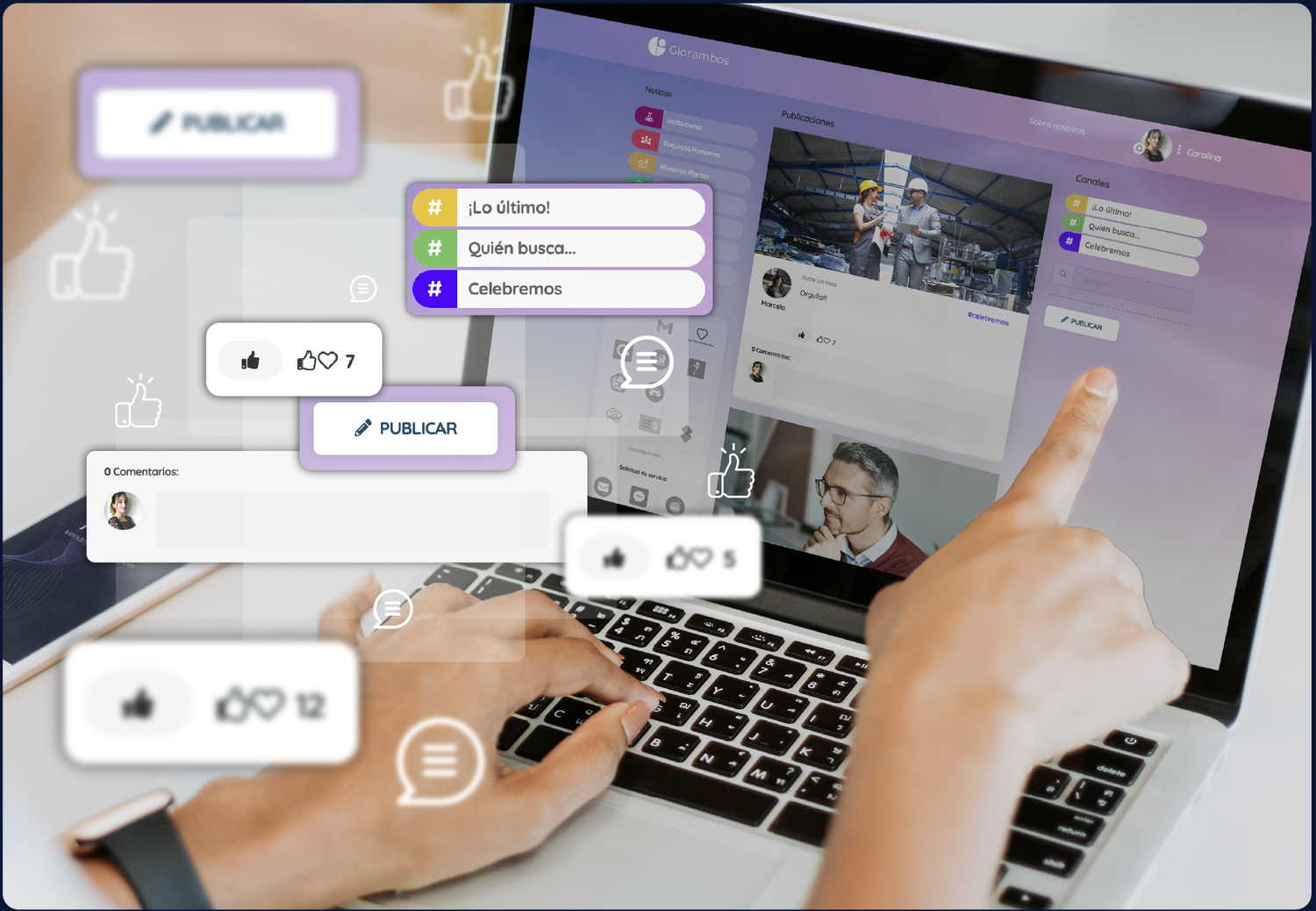 Plataforma Uakika: feed de reconocimientos y comunicación interna